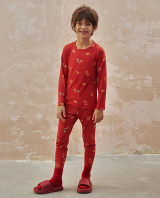 Aimer Kids Milk Fiber Collection Red Cartoon Base Layer