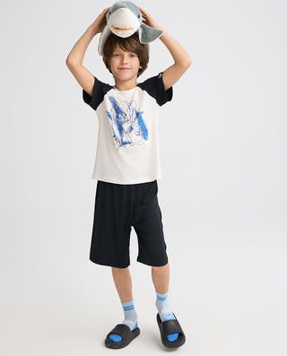 Aimer Kids Short-sleeve Tops Homewear Set For Boys