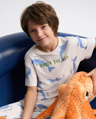 Aimer Kids Short-sleeve Tops Homewear Set For Boys