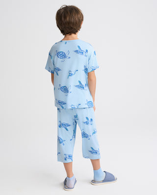 Aimer Kids Short-sleeve Tops Homewear Set For Boys