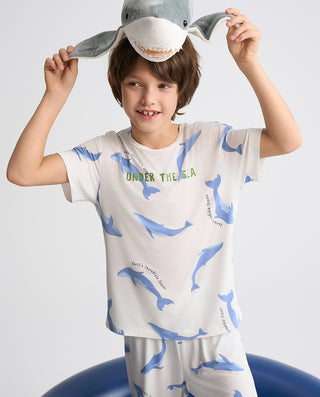 Aimer Kids Short-sleeve Tops Homewear Set For Boys