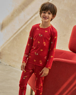 Aimer Kids Milk Fiber Collection Red Cartoon Base Layer