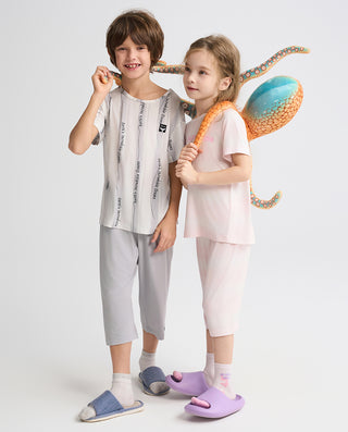 Aimer Kids Short-sleeve Tops Homewear Set For Boys