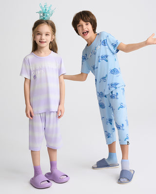 Aimer Kids Short-sleeve Tops Homewear Set For Boys