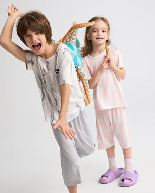 Aimer Kids Short-sleeve Tops Homewear Set For Boys