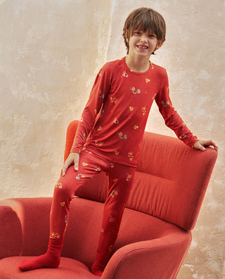 Aimer Kids Milk Fiber Collection Red Cartoon Base Layer