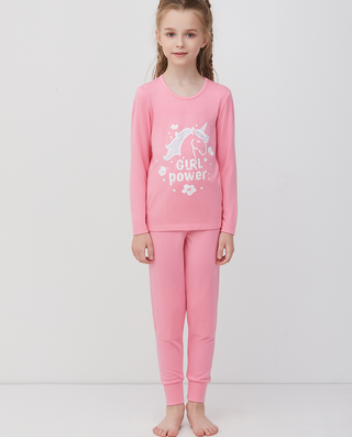 Aimer Kids Pink Unicorn Base Layer Set For Girls