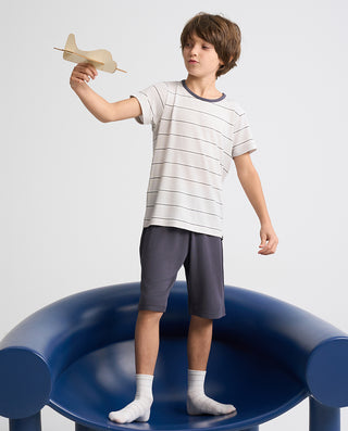 Aimer Kids Short-sleeve Tops Homewear Set For Boys