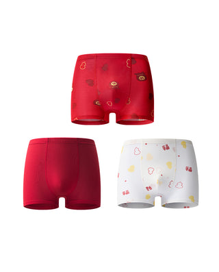 AIMER KIDS Print Mid-Rise Boxer Briefs For Boys 3 Packs