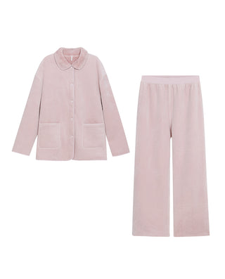 AIMER Collared Cardigan Long Sleeve Pants Set