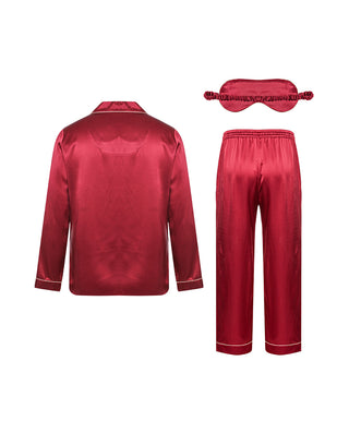 Aimer Men Silk Long Sleeve Pajamas Set