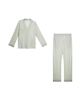 Aimer Long Sleeve Silk Pajamas Set