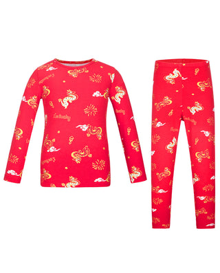 Aimer Kids Cute Dragon Base Layer Set For Girls