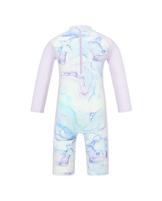 Aimer Kids Long-sleeved Shorts One-piece Swimsuit For Girl