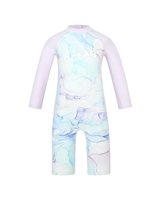 Aimer Kids Long-sleeved Shorts One-piece Swimsuit For Girl