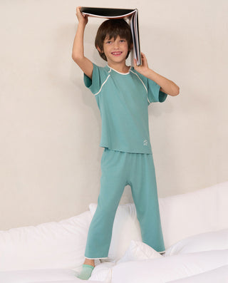 Aimer Kids Short-sleeved Homewear Set With Seaweed Fiber For Boys