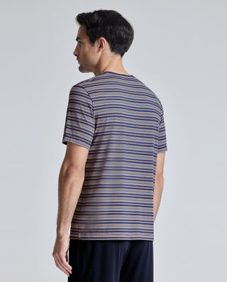 Aimer Men Stripe Crew Neck Sleep T-Shirts