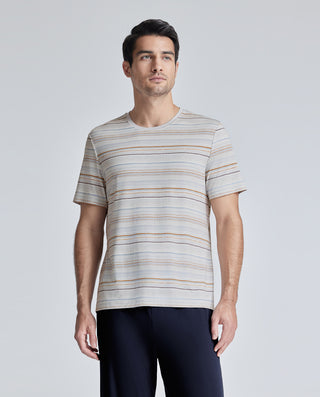 Aimer Men Stripe Crew Neck Sleep T-Shirts