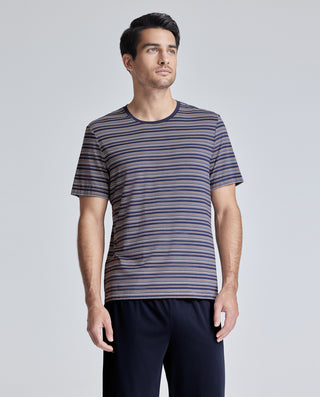 Aimer Men Stripe Crew Neck Sleep T-Shirts