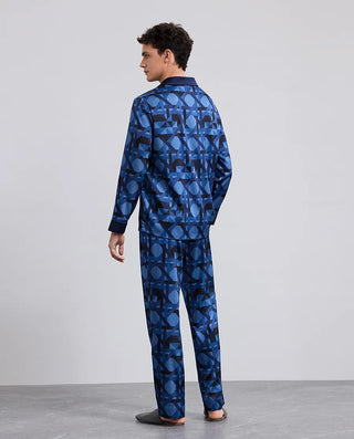 Aimer Men Silk Print Pajama Set