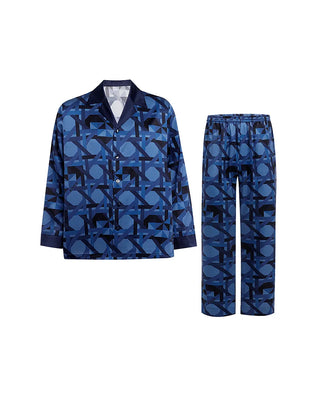 Aimer Men Silk Print Pajama Set
