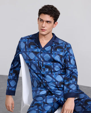 Aimer Men Silk Print Pajama Set