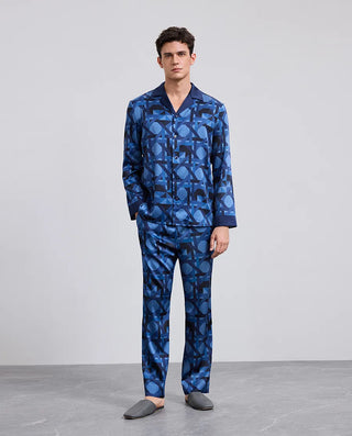 Aimer Men Silk Print Pajama Set