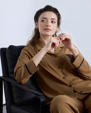 Aimer Lapel Long Sleeve Lounge Set