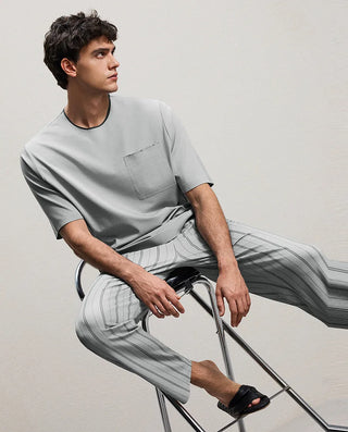 Aimer Men Algae Sleepwear Crewneck Short-Sleeve Top