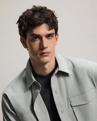 AIMER MEN Linen Casual Lapel Short-Sleeved Jacket