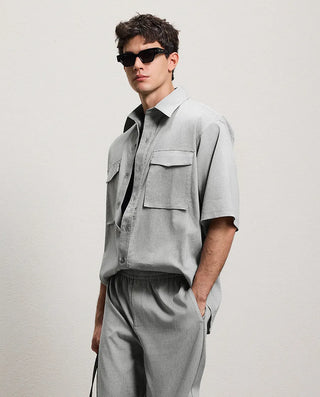 AIMER MEN Linen Casual Lapel Short-Sleeved Jacket