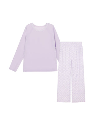 AIMER Algae Crew Neck Long Sleeve Pajama Set