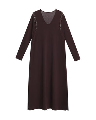 AIMER Wool Mixed Fabric Mid-Length Nightgown