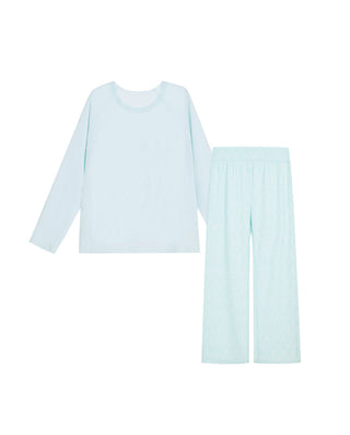 AIMER Algae Crew Neck Long Sleeve Pajama Set