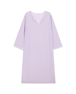 AIMER Algae Crew Neck Sleeve Nightgown