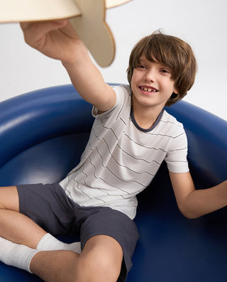 Aimer Kids Short-sleeve Tops Homewear Set For Boys