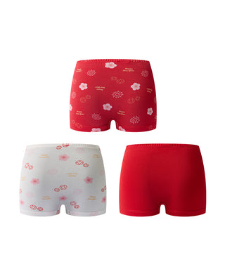 AIMER KIDS  3-Pack Modal Print Stage Mid-Rise Boxer Brief for Girls