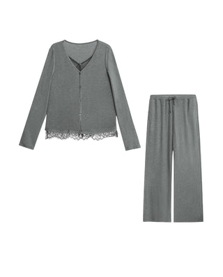 AIMER V-Neck Cardigan Long Sleeve Set