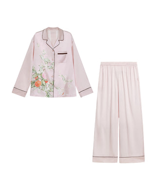 AIMER Silk Lapel Cardigan Long Sleeve & Pants Set