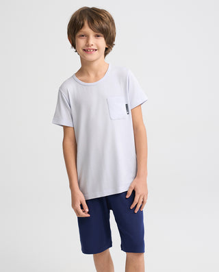 Aimer Kids Short-sleeve Tops Homewear Set For Boys