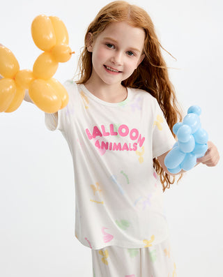 Aimer Kids Girls Short-sleeve Sleepwear Set