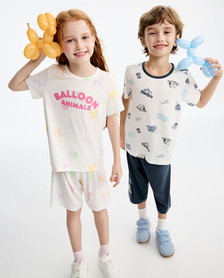 Aimer Kids Girls Short-sleeve Sleepwear Set