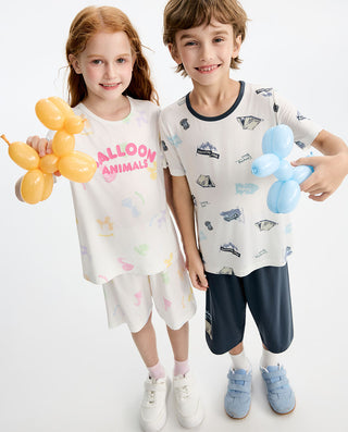 Aimer Kids Girls Short-sleeve Sleepwear Set