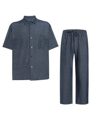 Aimer Men Loungewear Set Cardigan Top+Pants