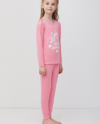 Aimer Kids Pink Unicorn Base Layer Set For Girls