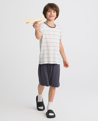 Aimer Kids Short-sleeve Tops Homewear Set For Boys