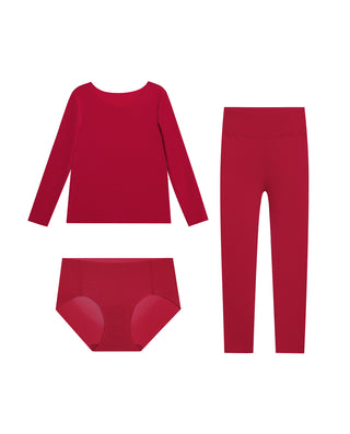 AIMER Red Thermal Set & Milk Briefs