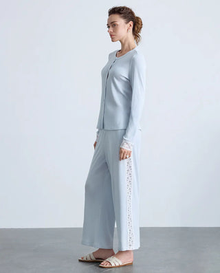 Aimer Lace Applique Long Sleeve Two-Piece Set