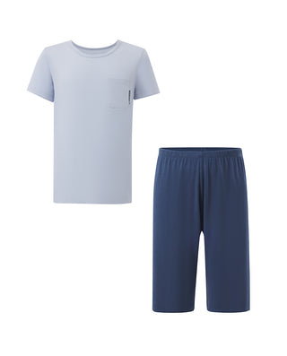 Aimer Kids Short-sleeve Tops Homewear Set For Boys