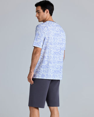 Aimer Men Short-sleeved Algae Pajama Top